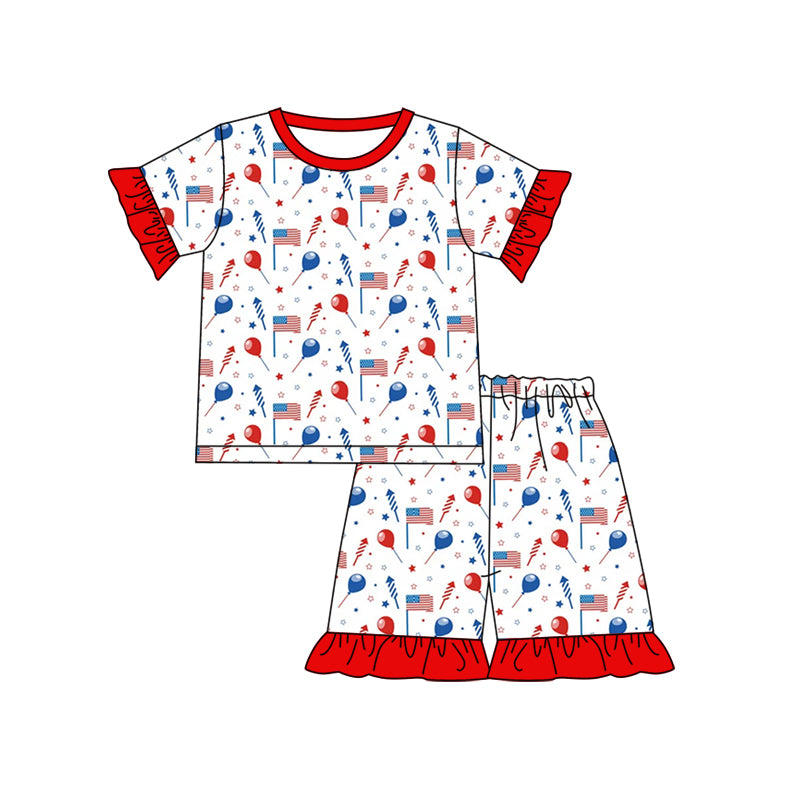 GSSO0799 pre-order baby girl clothes 4th of July patriotic toddler girl summer outfits