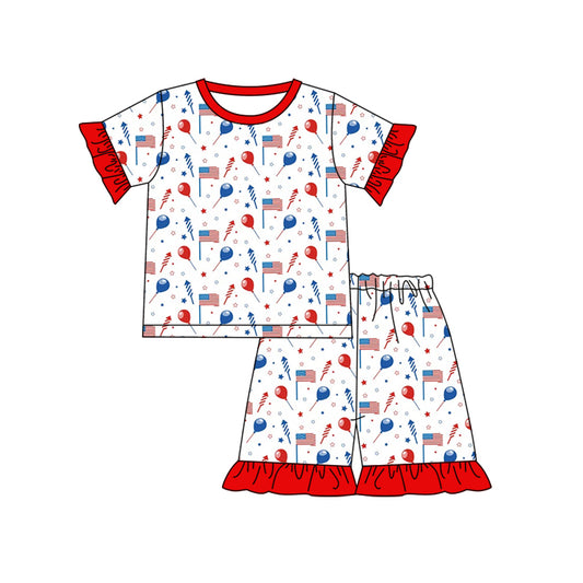 GSSO0799 pre-order baby girl clothes 4th of July patriotic toddler girl summer outfits