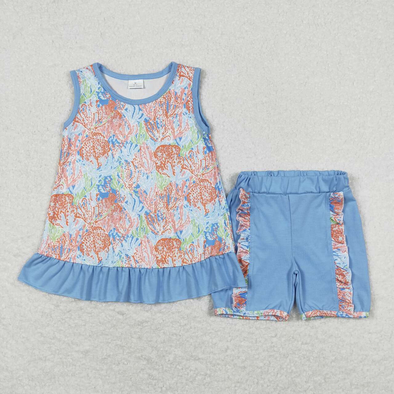 Sibling Baby Girls Sleeveless Floral Tunic Top Ruffle Shorts Clothes Sets