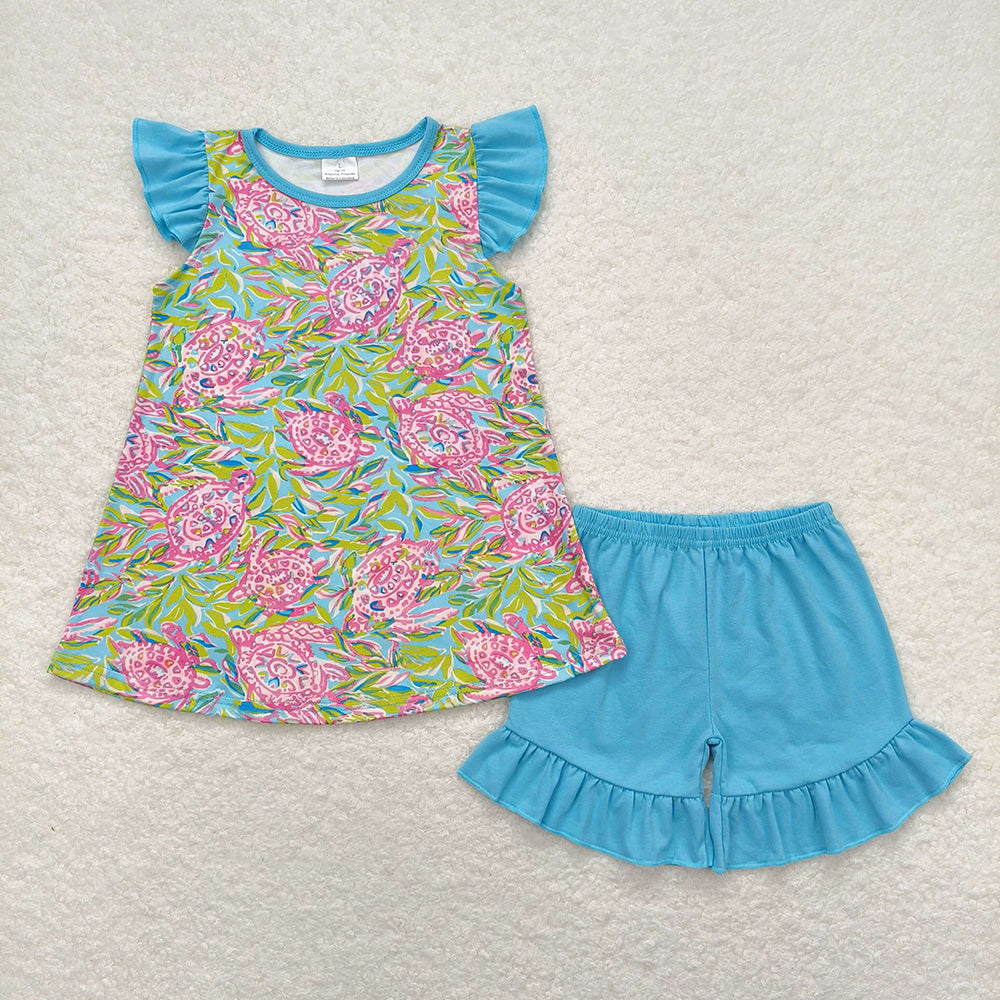 GSSO1095 baby girls turtles tunic summer outfits sets