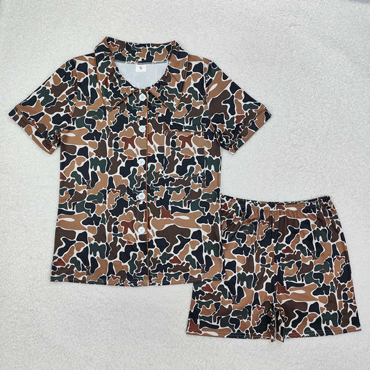 GSSO1538   adult women pajamas duck brown camouflage summer lounge wear sets
