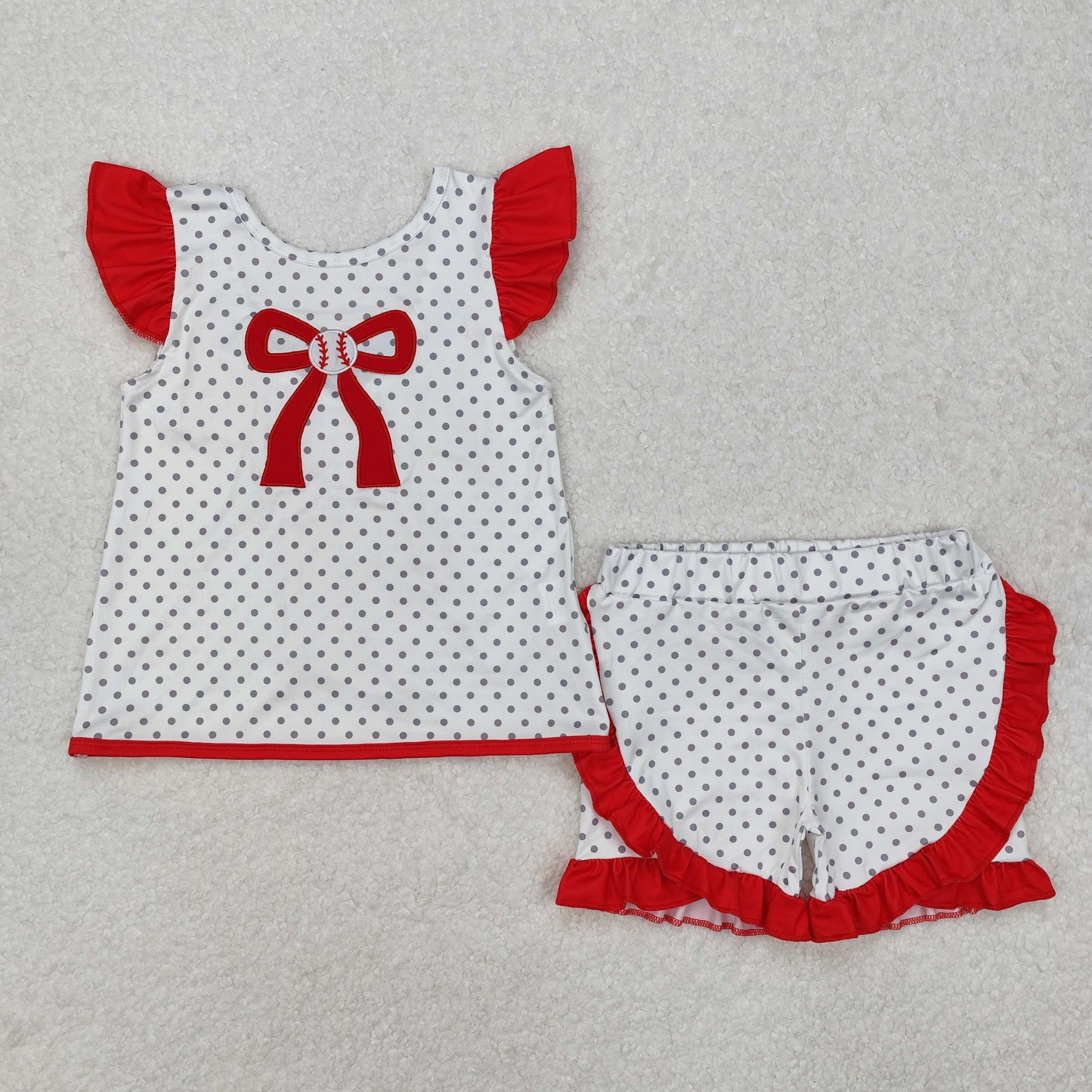 Sibling Baby Girls Embroidery Baseballs Summer Shorts Sets Clothes Sets