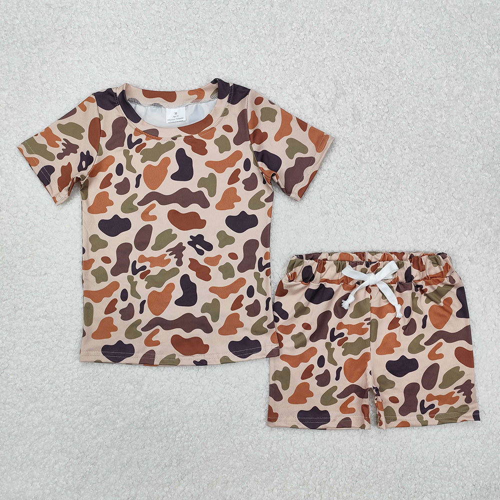 BSSO1724 baby boys clothes brown camouflage shorts pajamas summer outfits