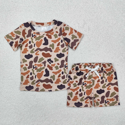 BSSO1724 baby boys clothes brown camouflage shorts pajamas summer outfits