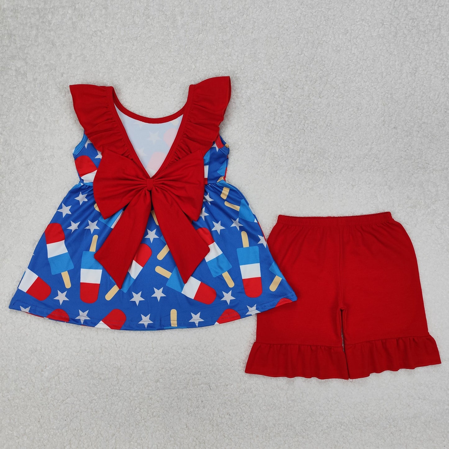 Sibling Baby Girls Sleeveless Floral Print Bow Tunic Ruffle Shorts Clothes Sets