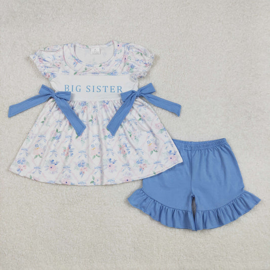 GSSO1875 baby Girls big daddy's bows tunic shorts summer outfits sets