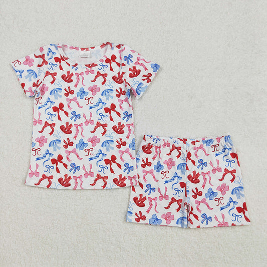 GSSO1992 Baby girls 4th of july bows shirts shorts outfits