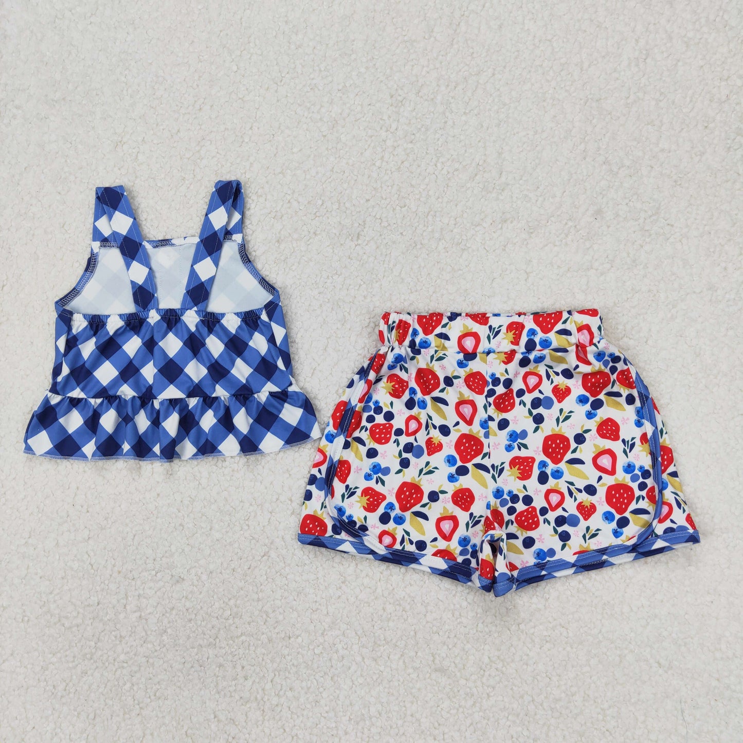 Sibling Baby Girls Summer Straps Button Top Floral Shorts Clothes Sets