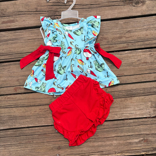 GSSO2097 baby girls fishing bows tunic summer outfits sets