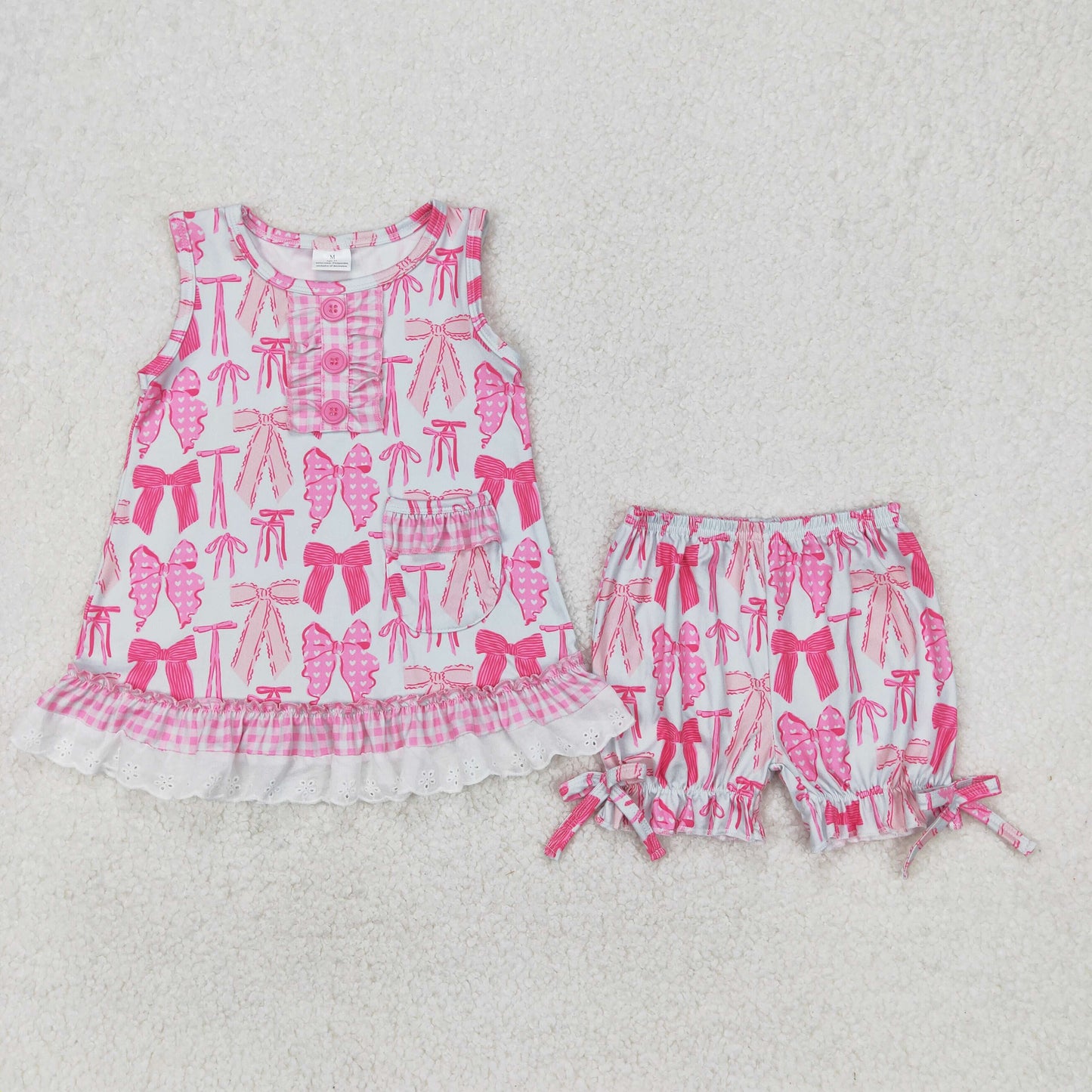 Sibling Adult Women Baby Girls Pink Bows Pockets Jumpsuits Rompers Pajamas Sets