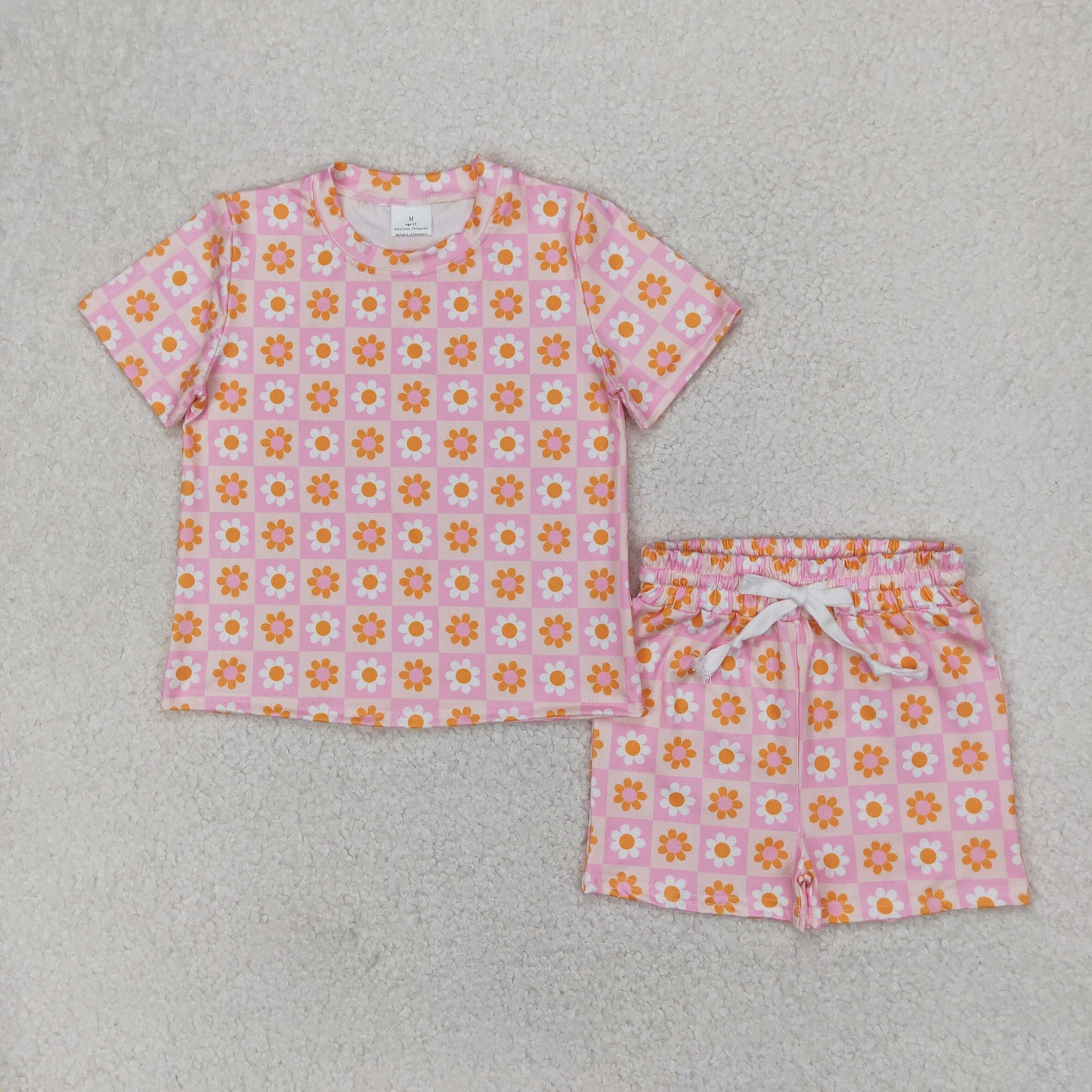 Sibling Baby Girls Short Sleeves Daisy Flowers Butterfly Top Short Pajamas Sets
