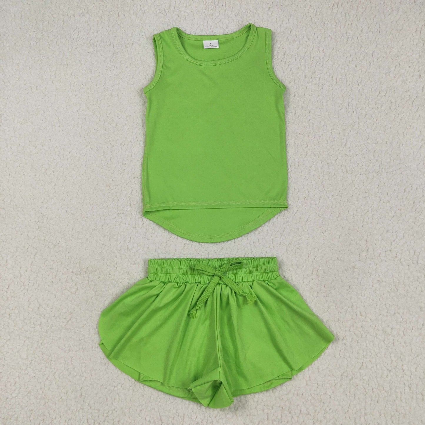 Sibling Baby Girls Sleeveless Colorful Yoga Vests Top Ruffle Shorts Set