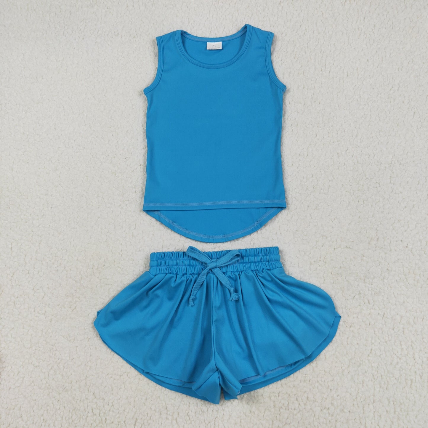 Sibling Baby Girls Sleeveless Colorful Yoga Vests Top Ruffle Shorts Set