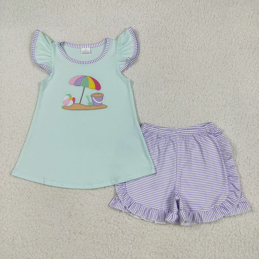 GSSO2553 baby girls clothes embroidery sandy beach wear summer outfits