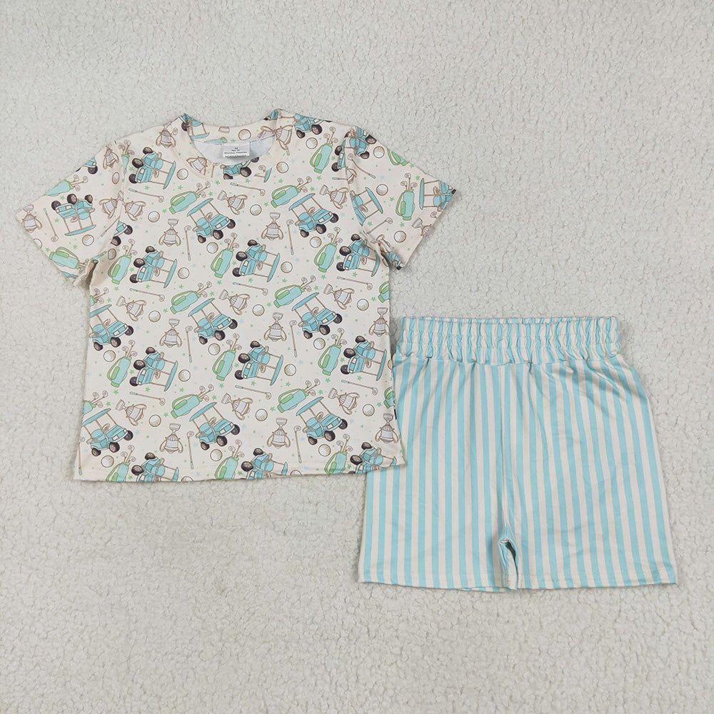 GSSO2614 Golf Green Shirt Shorts Boutique Outfits Sports Sets