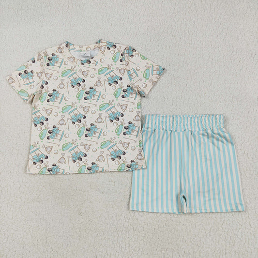 GSSO2614 Golf Green Shirt Shorts Boutique Outfits Sports Sets