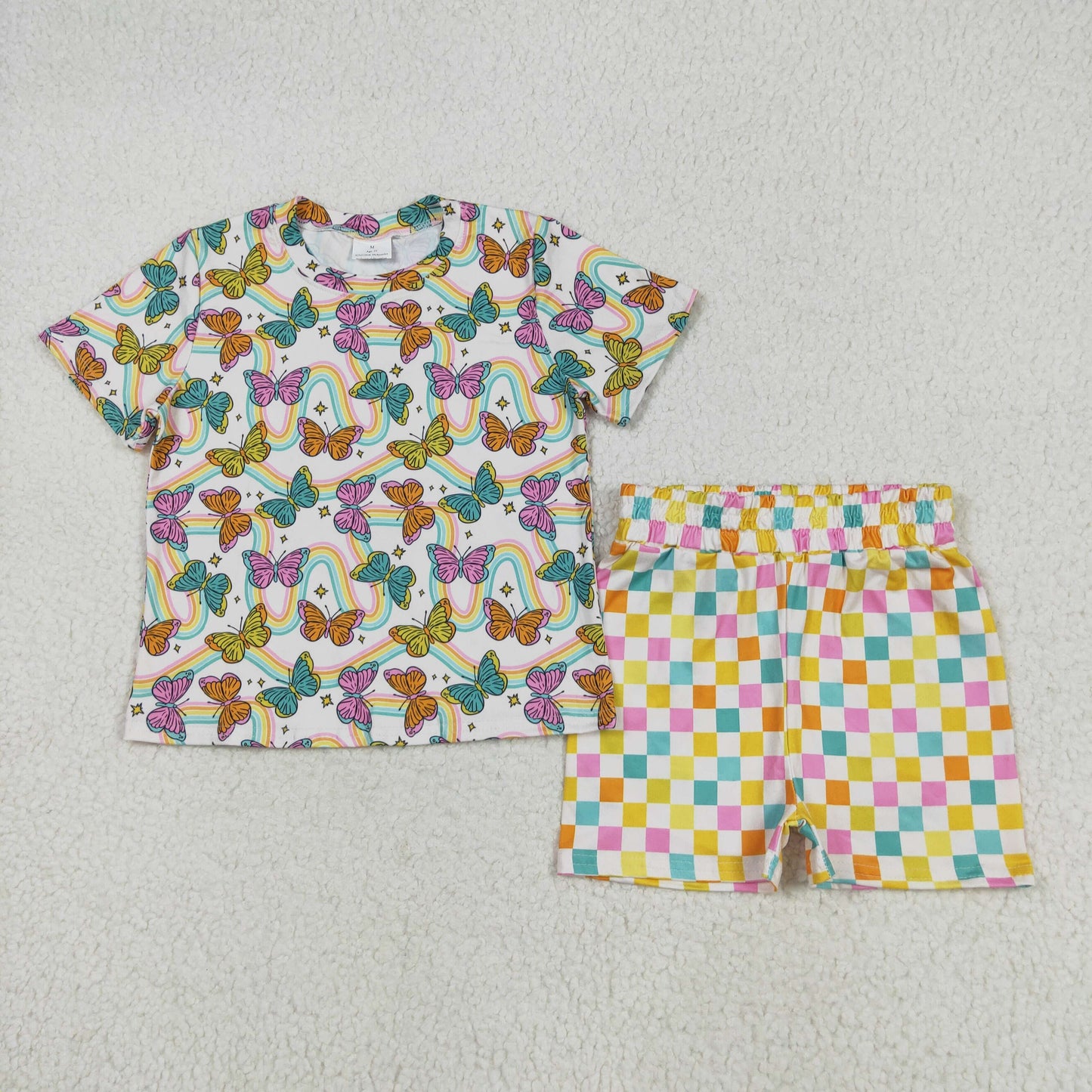 Sibling Baby Girls Colorful Stripe Floral Shirt Short Summer Clothes Sets