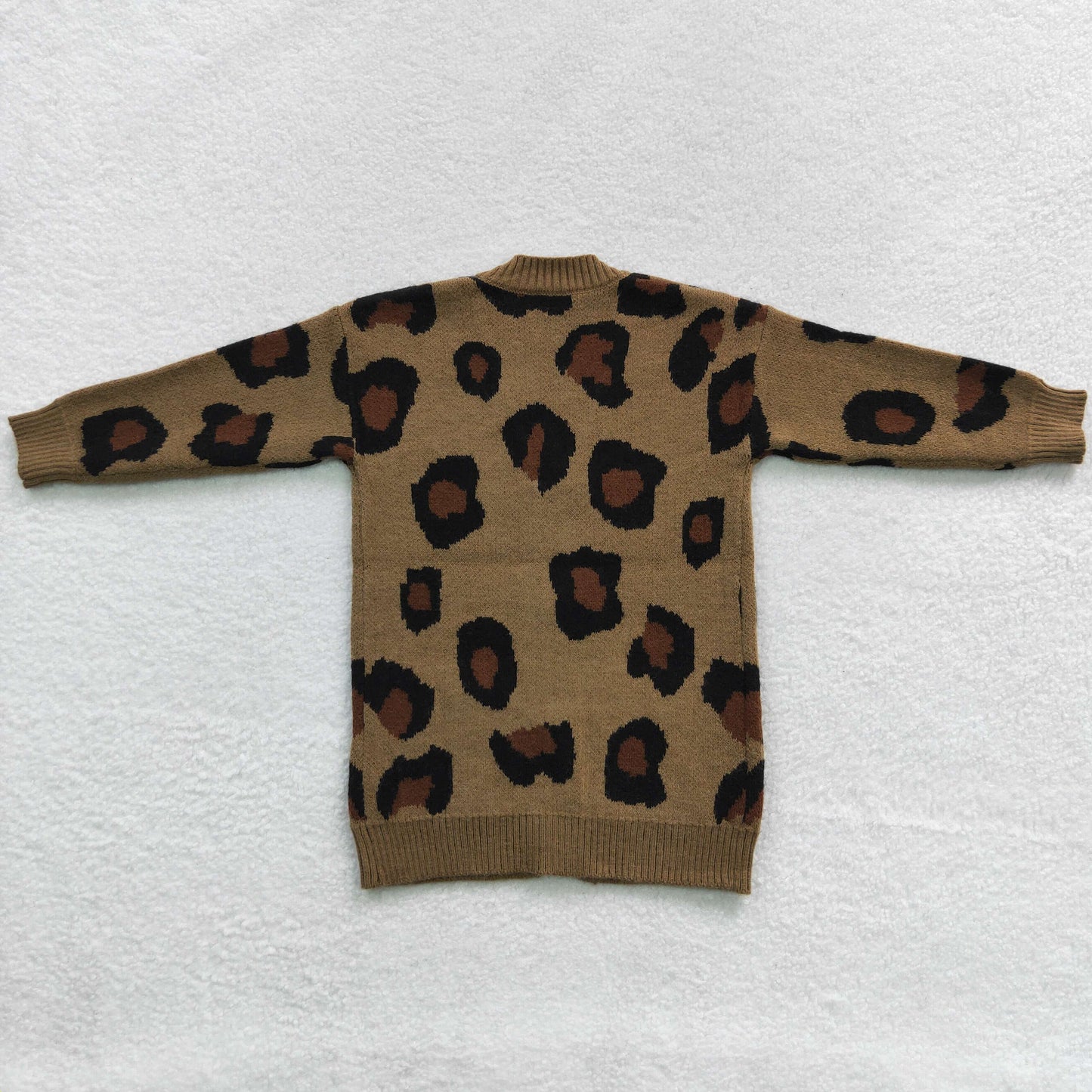 Brown leopard print sweater cardigan P0189