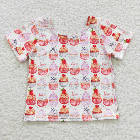 girls cute cupcake print t-shirts GT0204