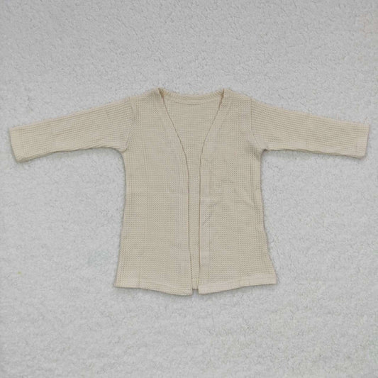 ivory white color long sleeved cardigan top GT0251