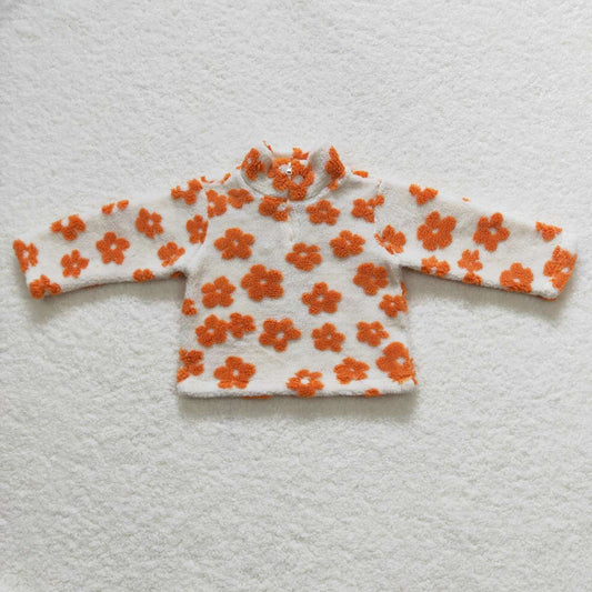 orange long sleeved cardigan top