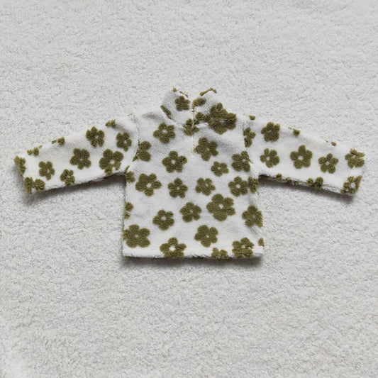 green flower long sleeved cardigan top