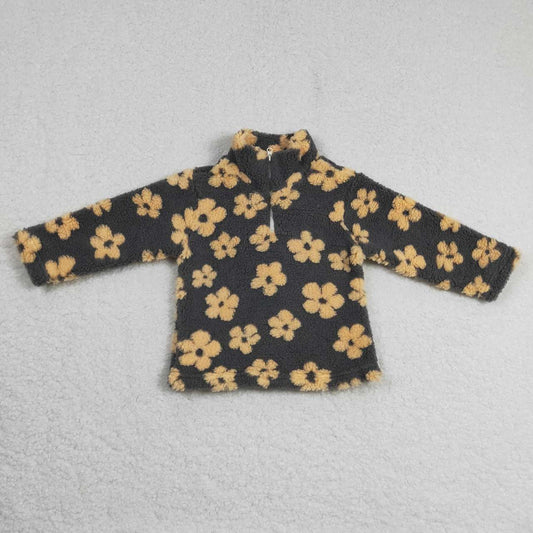 yellow flower long sleeved cardigan top