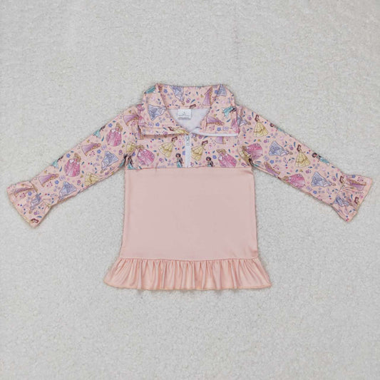 GT0297 baby girl clothes princess girl winter shirt top zipper pullover