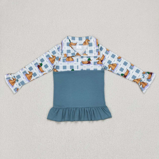 GT0308 girls blue duck print polo shirt