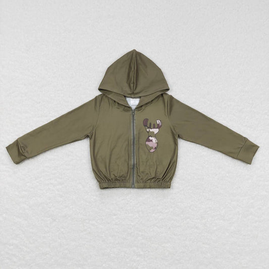 GT0335 Girls camouflage elk zipper hooded jacket