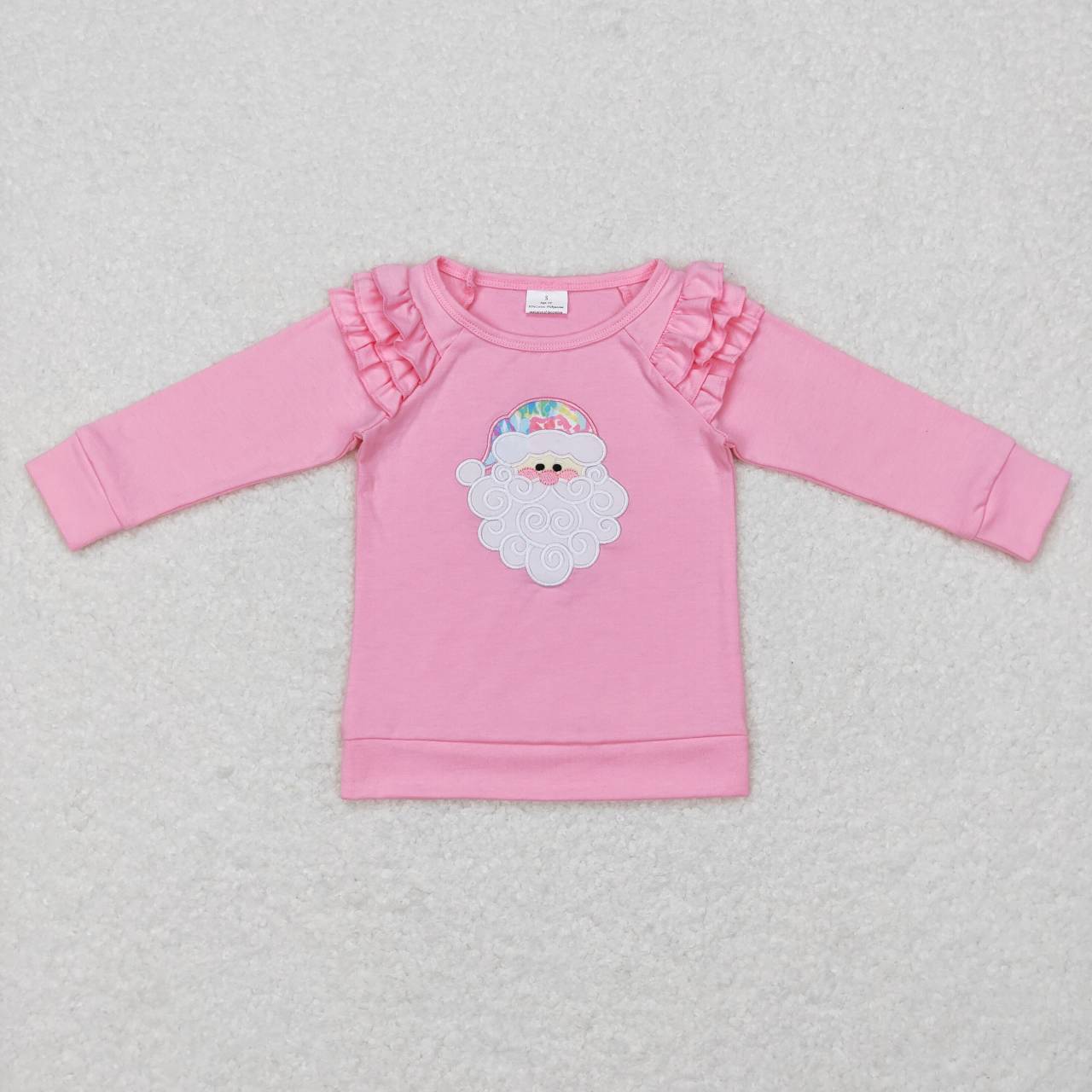 GT0369  baby girl santa claus embroidery girl christmas top