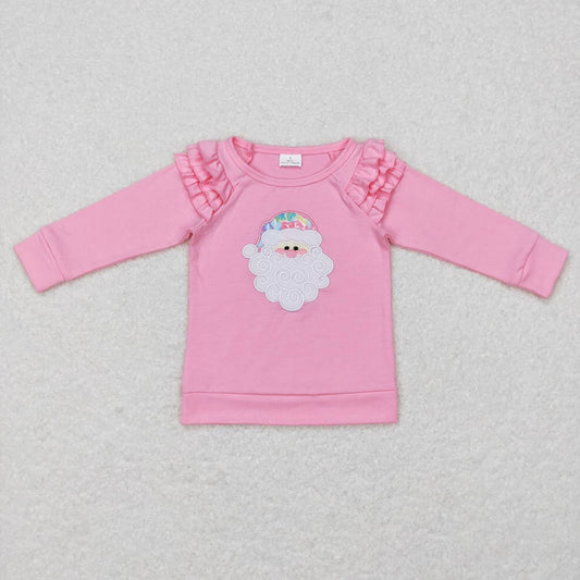 GT0369  baby girl santa claus embroidery girl christmas top