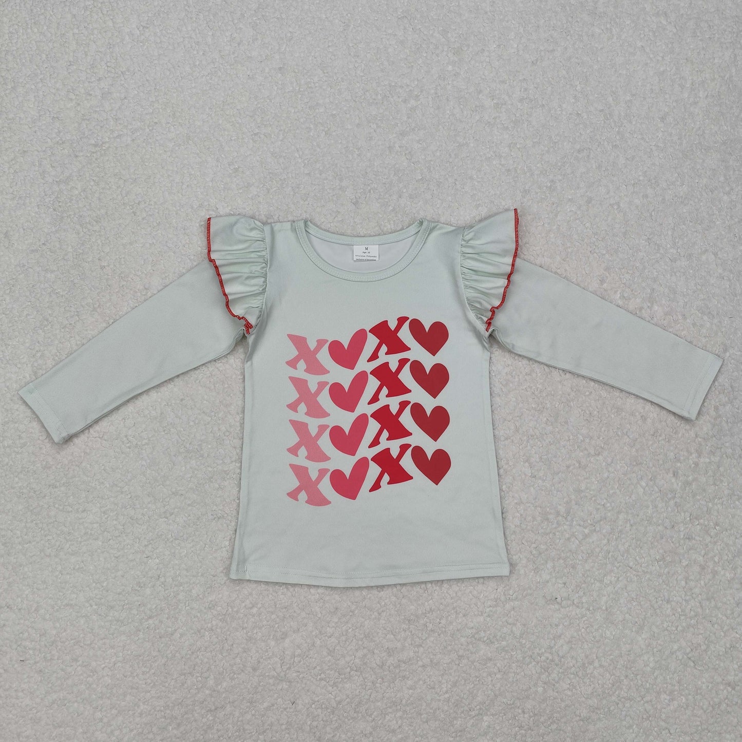 Sibling Baby Boys Girls Hearts Dinosaurs XOXO Valentine Tee Shirts Top