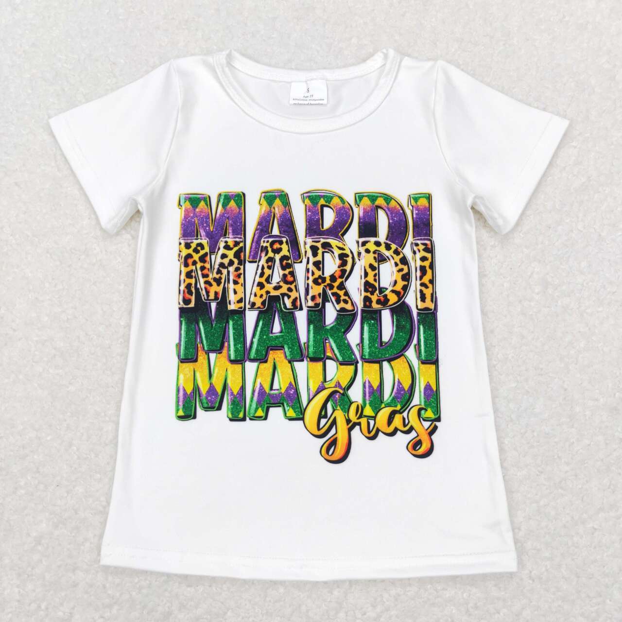 GT0442 baby girl clothes mostly  baby girl mardi gras summer T-shirt