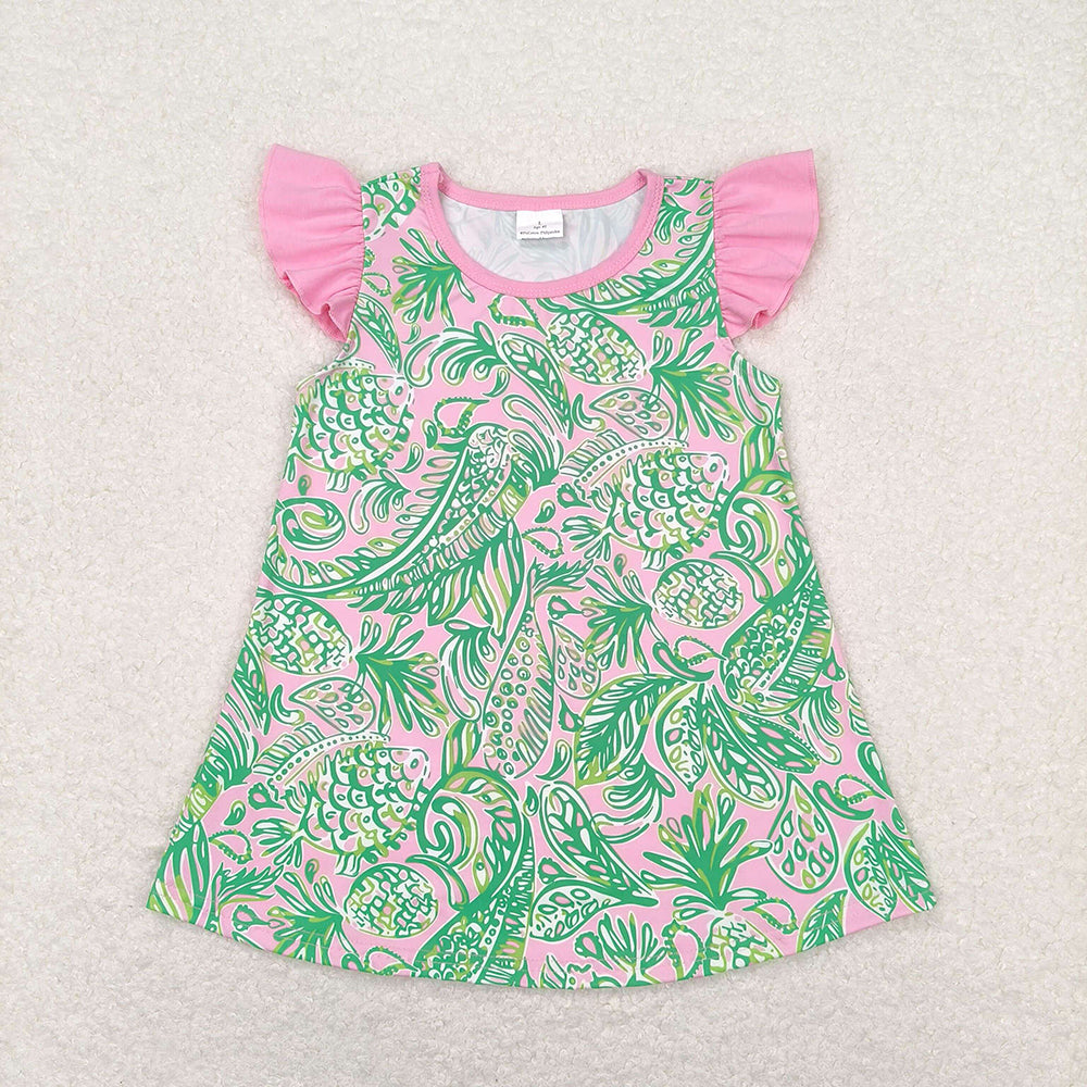 GT0561   baby girls clothes green fish summer tshirt