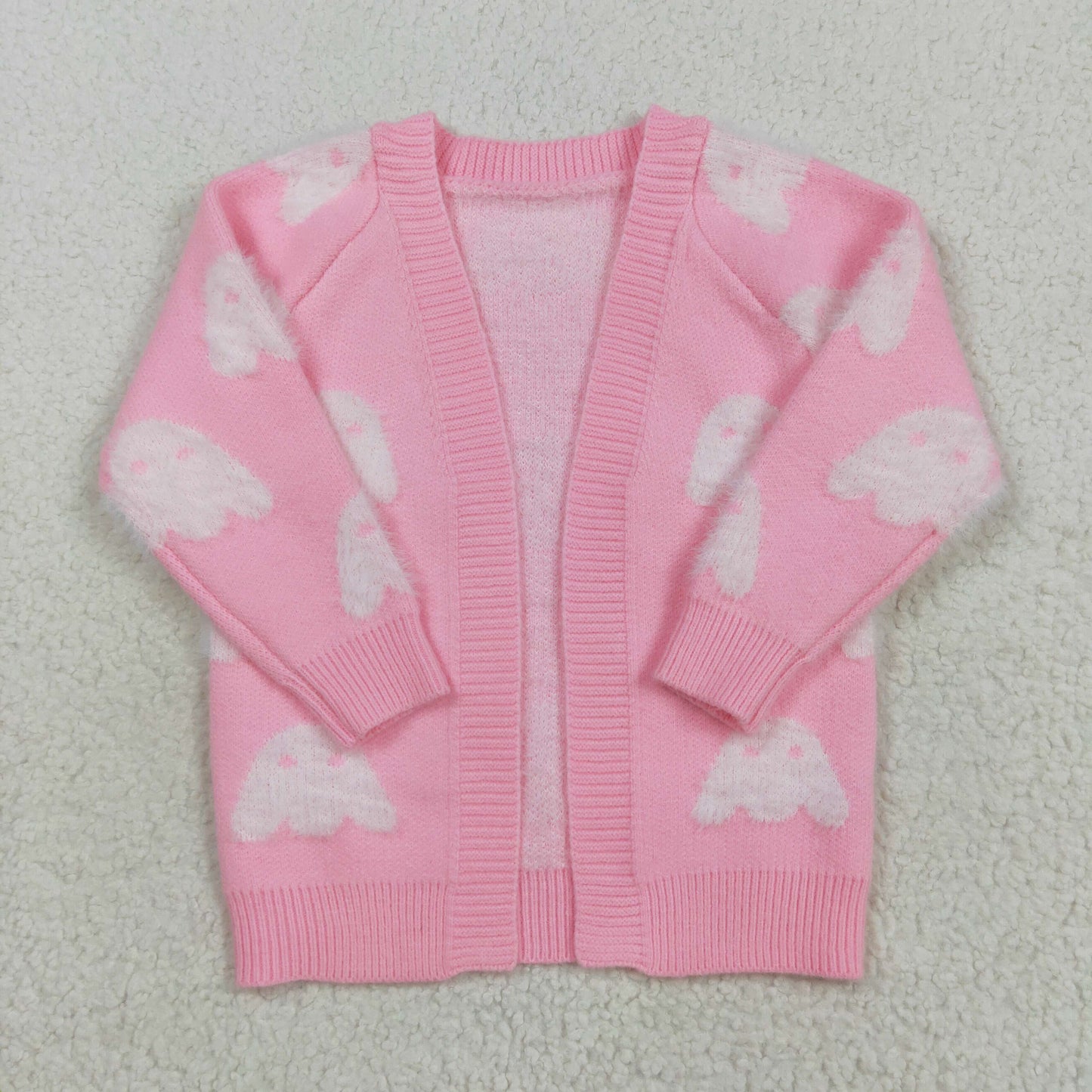 GT0650  Baby Girls Pink Ghosts Halloween's Day Cardigan Sweater