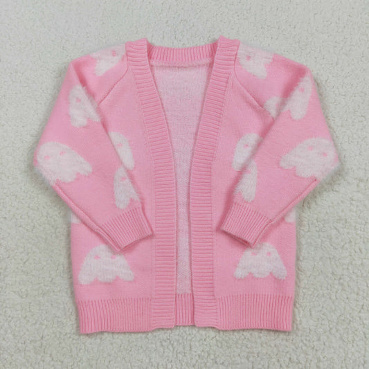 GT0650  Baby Girls Pink Ghosts Halloween's Day Cardigan Sweater