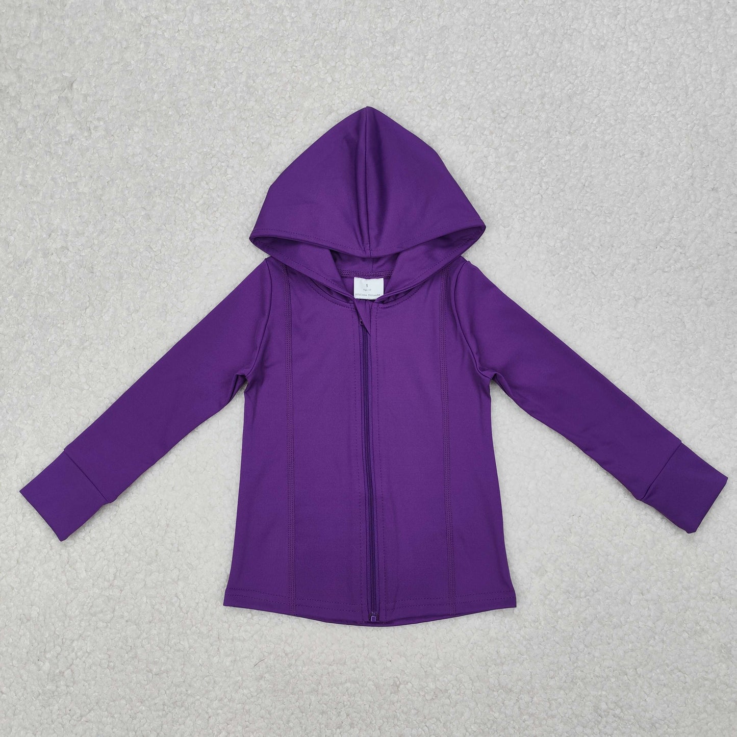 GT0807 Baby Girls Purple Long Sleeve Zipper Yoga Active Hoodie Jackets Top