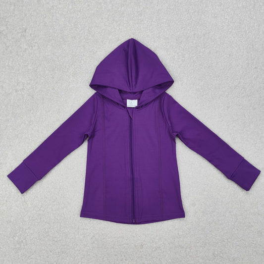 GT0807 Baby Girls Purple Long Sleeve Zipper Yoga Active Hoodie Jackets Top