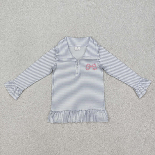 GT0886   toddler girl clothes embroidery bow girl winter pullover top