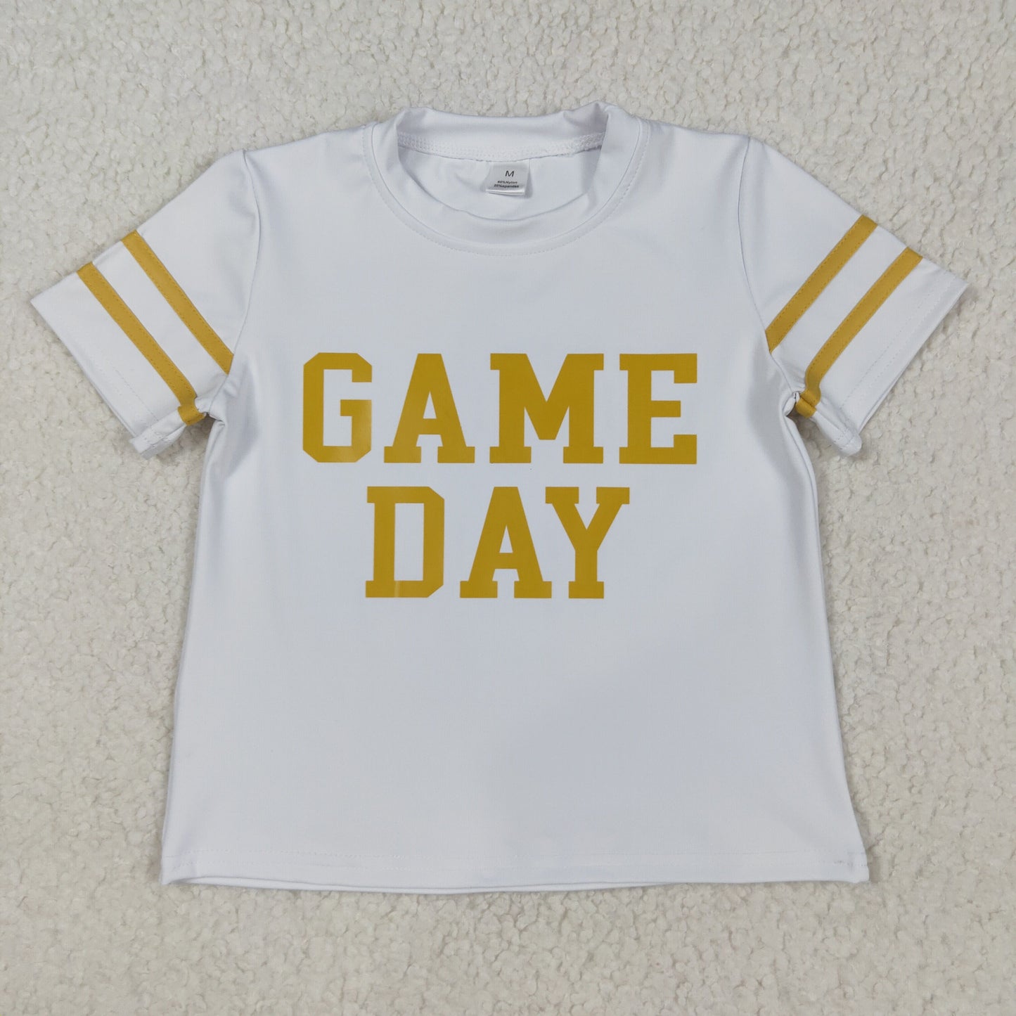 GT1101 Baby Girls Short Sleeve Gold Game Day Yoga Active Team T-shirts Top