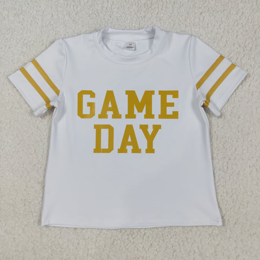 GT1101 Baby Girls Short Sleeve Gold Game Day Yoga Active Team T-shirts Top