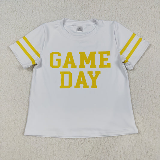GT1115 Baby Girls Short Sleeve Yellow Game Day Yoga Active Team T-shirts Top