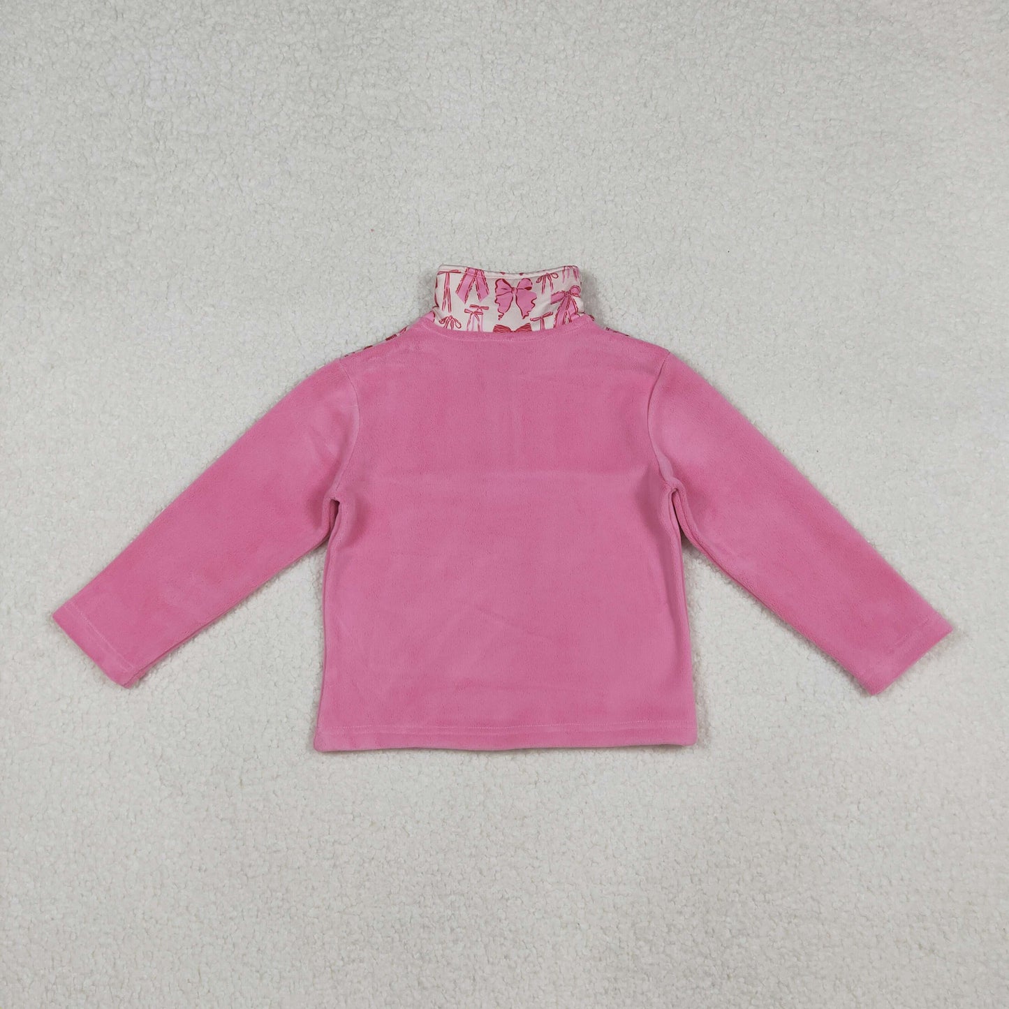 Sibling Baby Girls Pink Bows Plaid Leopard Santa Quatrefoil Zipper Pullover Sherpa Tops