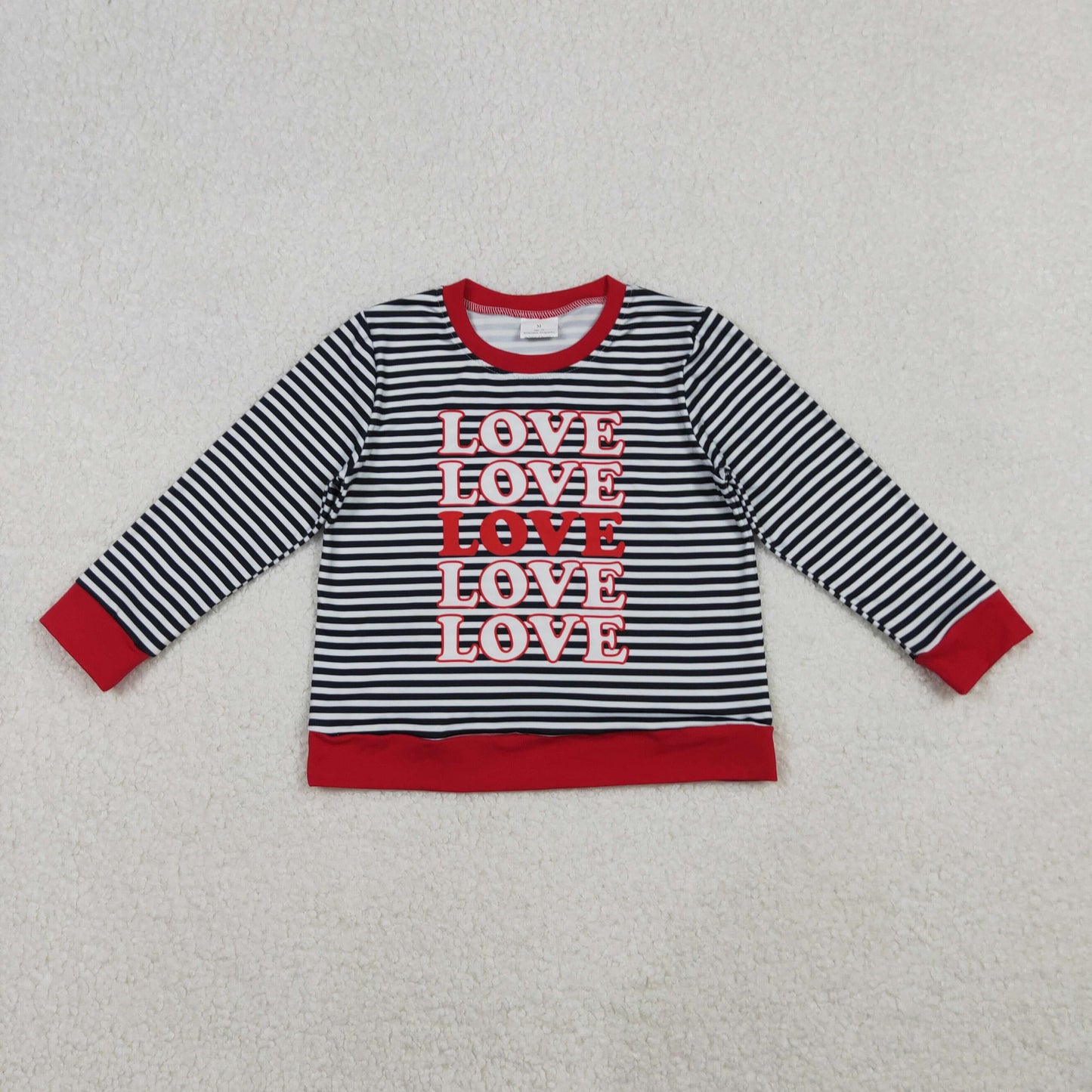 GT1237 Baby Girls Black Stripe Loves Valentine T-shirts Top