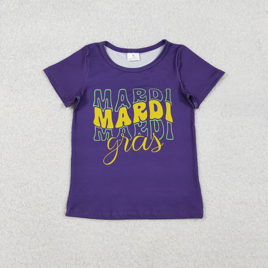GT1253 Baby Girls Purple Short Sleeve Mardigras T-shirts Top