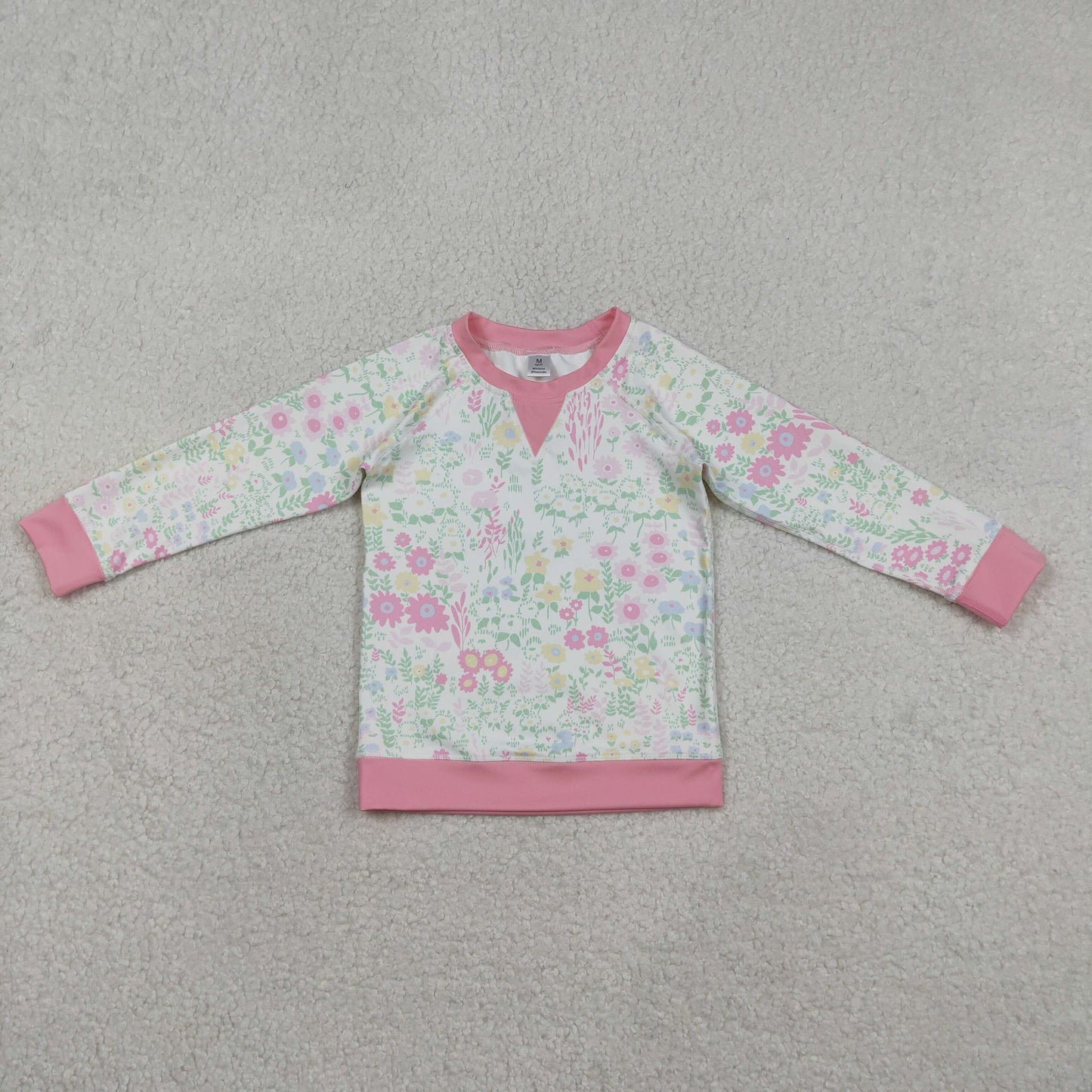 GT1299 Baby Girls Long Sleeve Colorful Floral Yoga Active Tee Shirts Top