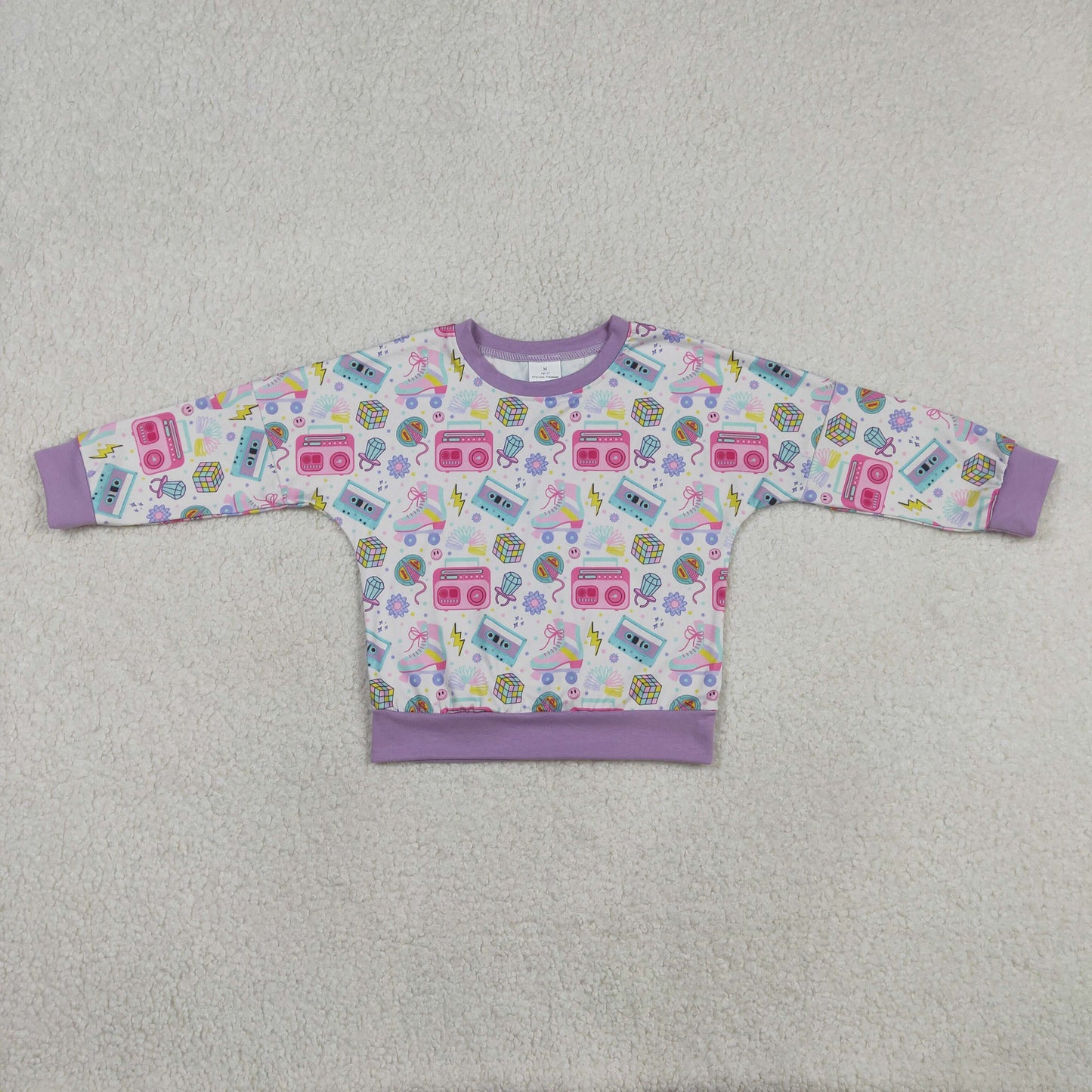GT1491 Baby Girls Long Sleeve Flowers Music CD T-shiets Top