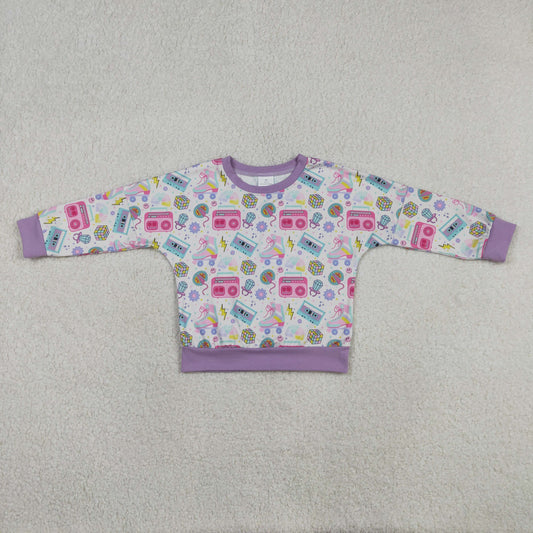GT1491 Baby Girls Long Sleeve Flowers Music CD T-shiets Top