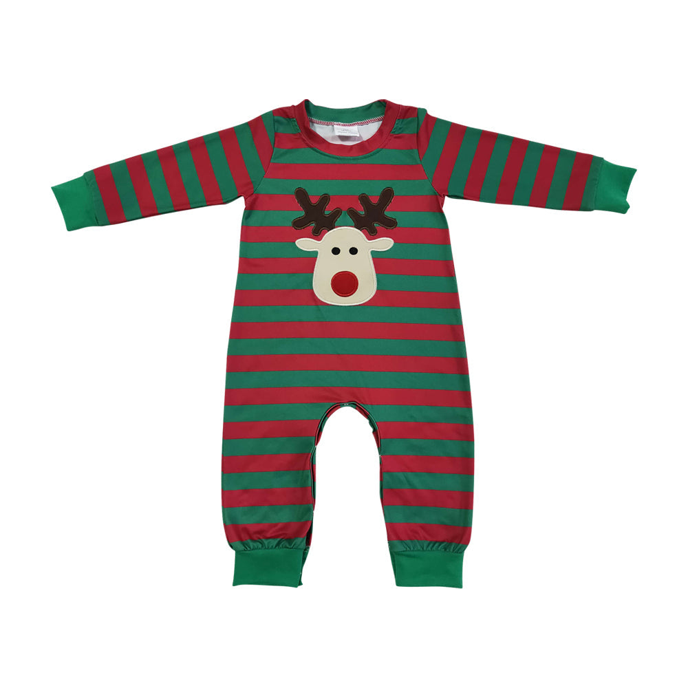 Sibling Christmas Reindeer Embroidery Rompers Dresses Outfits